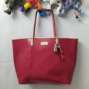 Coach Park Red Leather Double Handles Tote Bag